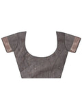Grey Linen Cotton Saree With Blouse Piece - EZBER