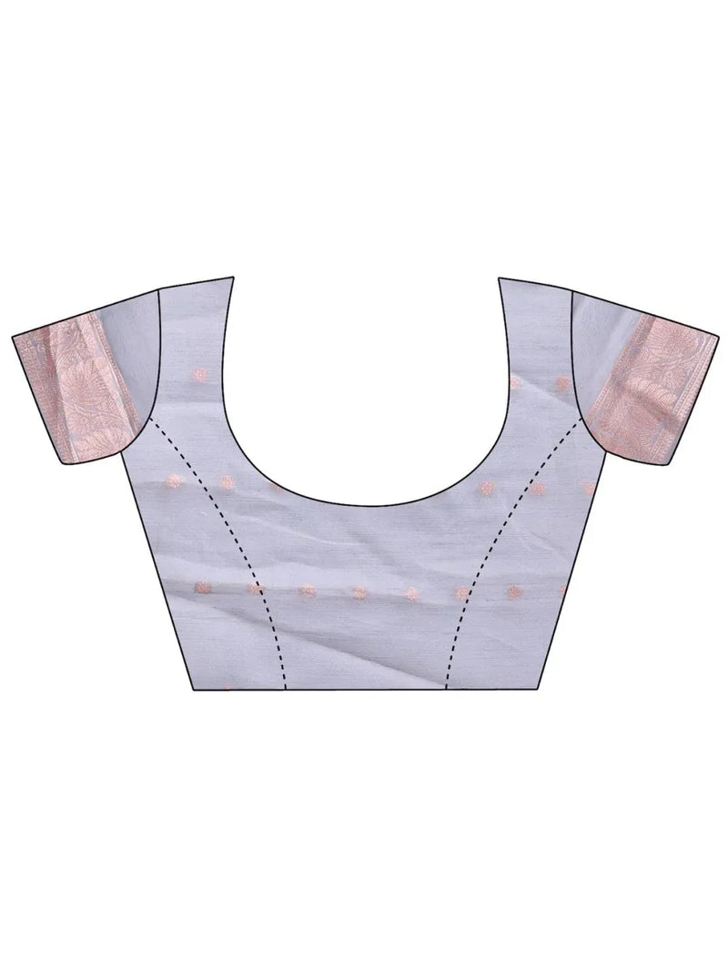 Grey Linen Cotton Saree With Blouse Piece - EZBER