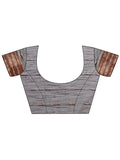 Grey Linen Cotton Saree With Blouse Piece - EZBER