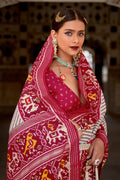 Grey Pink Dual Tone Patola Saree - EZBER