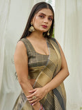 Grey Tissue Mosqus Saree With Blouse Piece - EZBER