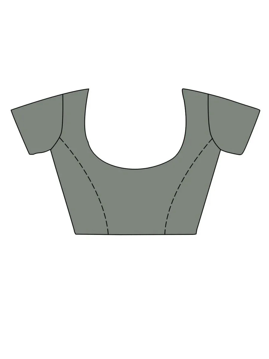 Grey Tissue Saree With Blouse Piece - EZBER