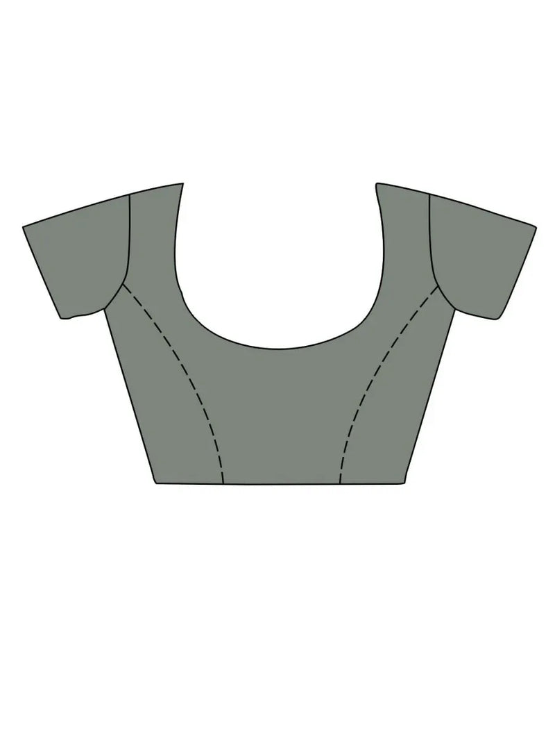 Grey Tissue Saree With Blouse Piece - EZBER