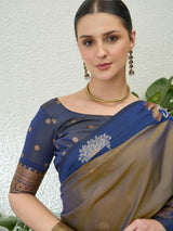 Handloom Silk Blue Printed Saree | EZB GF02 NOOR V1 32001