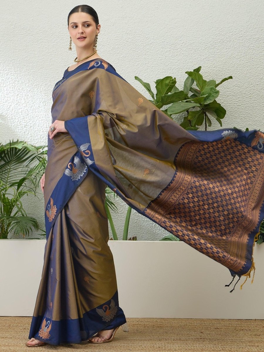 Handloom Silk Blue Printed Saree | EZB GF02 NOOR V1 32001 - EZBER