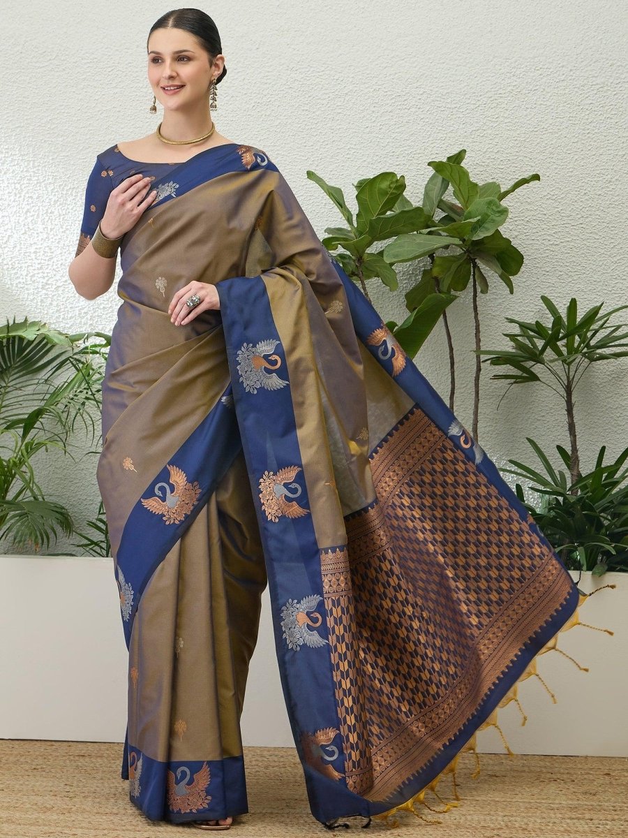 Handloom Silk Blue Printed Saree | EZB GF02 NOOR V1 32001 - EZBER