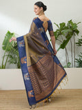 Handloom Silk Blue Printed Saree | EZB GF02 NOOR V1 32001 - EZBER