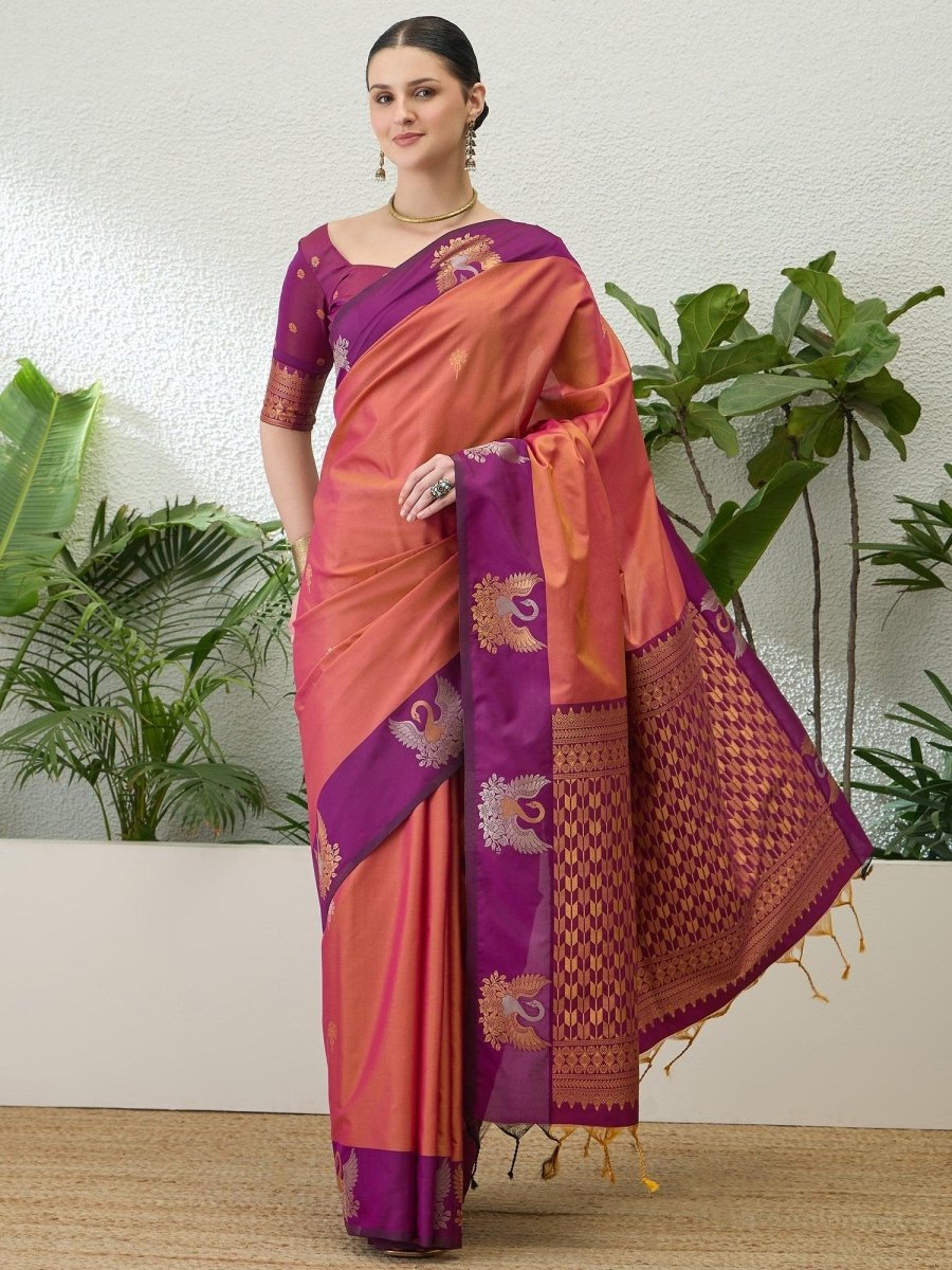 Handloom Silk Purple Printed Saree | EZB GF02 NOOR V1 32006 - EZBER