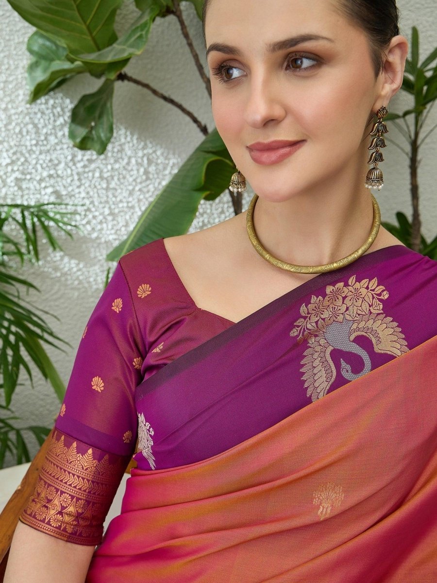 Handloom Silk Purple Printed Saree | EZB GF02 NOOR V1 32006 - EZBER