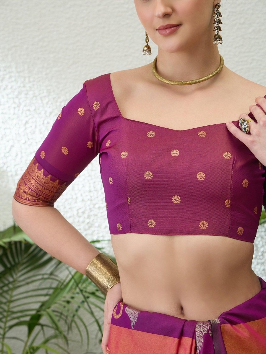 Handloom Silk Purple Printed Saree | EZB GF02 NOOR V1 32006 - EZBER