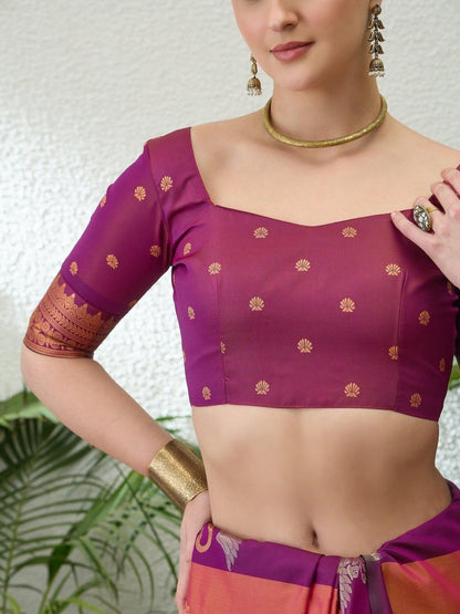 Handloom Silk Purple Printed Saree | EZB GF02 NOOR V1 32006 - EZBER