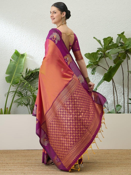 Handloom Silk Purple Printed Saree | EZB GF02 NOOR V1 32006 - EZBER