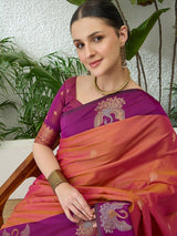 Handloom Silk Purple Printed Saree | EZB GF02 NOOR V1 32006