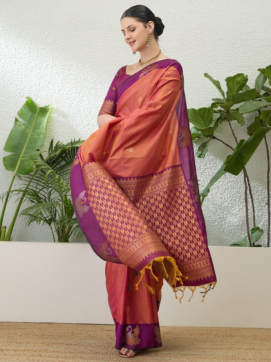 Handloom Silk Purple Printed Saree | EZB GF02 NOOR V1 32006 - EZBER