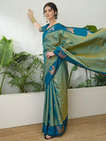 Handloom Silk Teal Printed Saree | EZB GF02 NOOR V1 32005 - EZBER