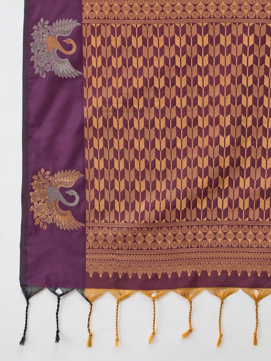 Handloom Silk Wine Printed Saree | EZB GF02 NOOR V1 32003 - EZBER