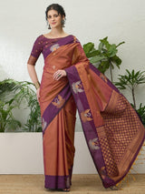 Handloom Silk Wine Printed Saree | EZB GF02 NOOR V1 32003