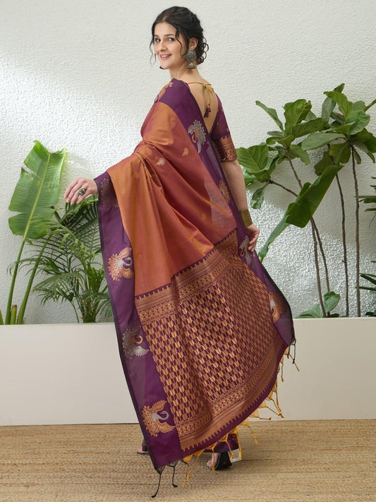 Handloom Silk Wine Printed Saree | EZB GF02 NOOR V1 32003 - EZBER