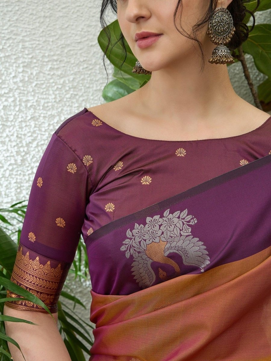 Handloom Silk Wine Printed Saree | EZB GF02 NOOR V1 32003 - EZBER