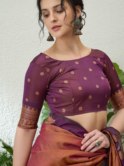 Handloom Silk Wine Printed Saree | EZB GF02 NOOR V1 32003 - EZBER