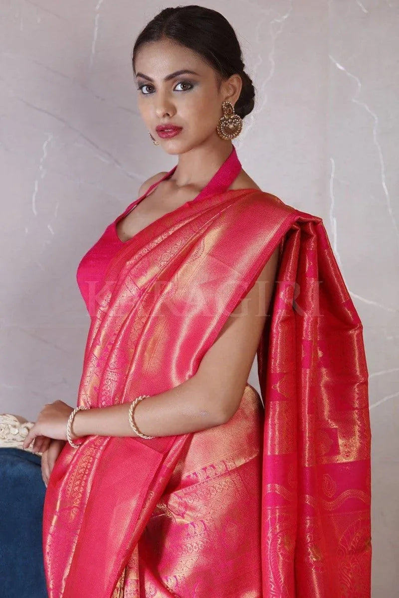 Hot Pink Kanjivaram Saree - EZBER