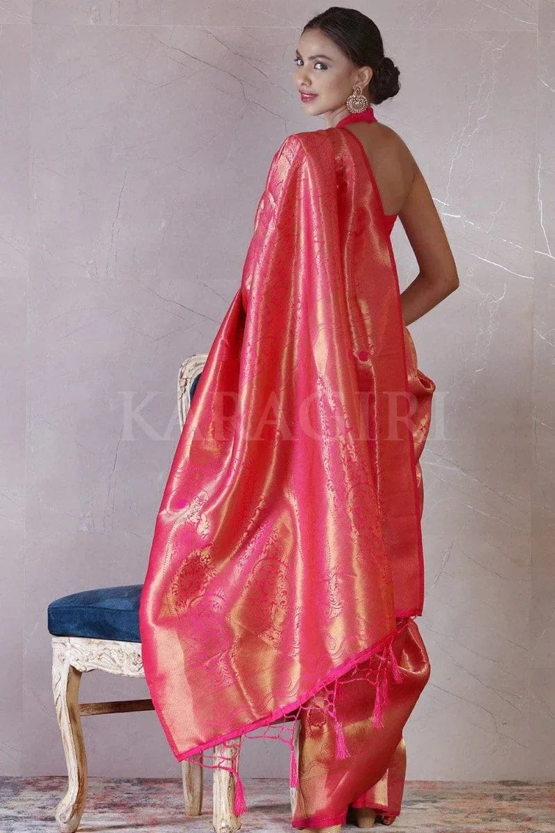 Hot Pink Kanjivaram Saree - EZBER