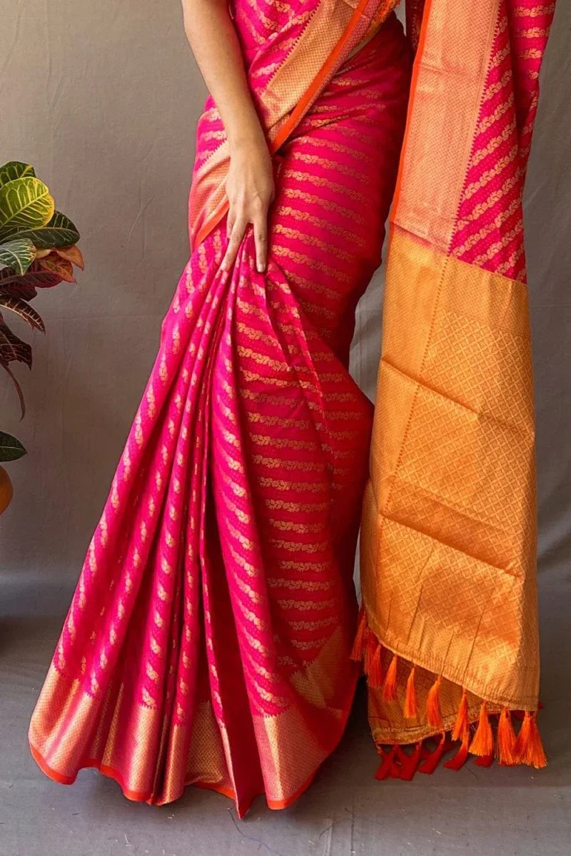 Hot Pink Patola Saree - EZBER