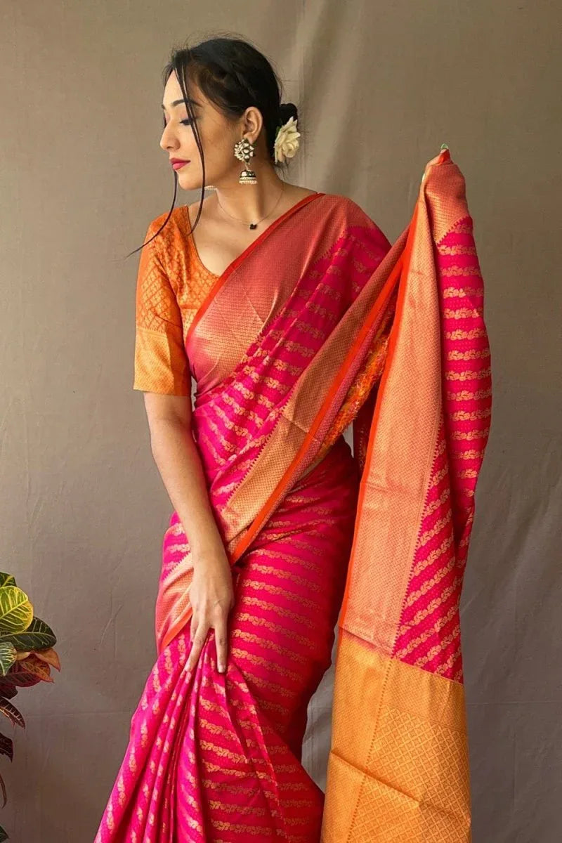 Hot Pink Patola Saree - EZBER