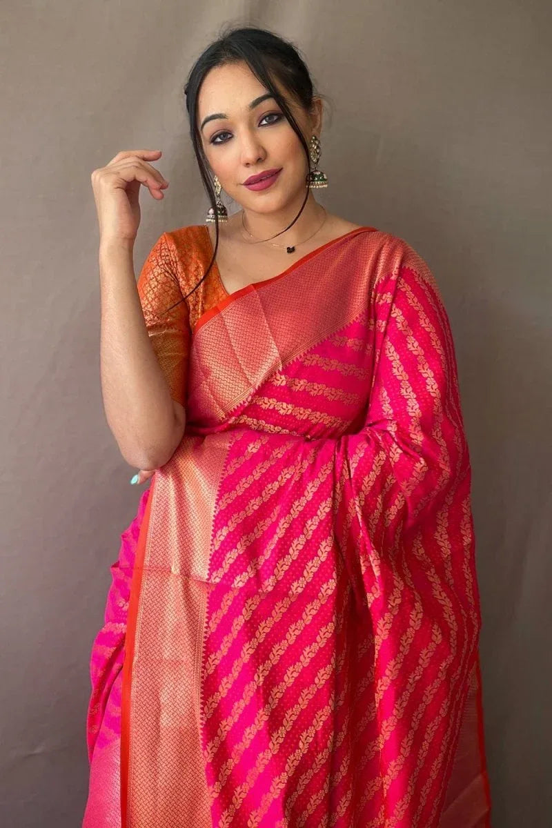 Hot Pink Patola Saree - EZBER