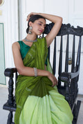 Hunter Green Mulmul Cotton Saree - EZBER