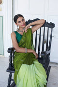 Hunter Green Mulmul Cotton Saree - EZBER