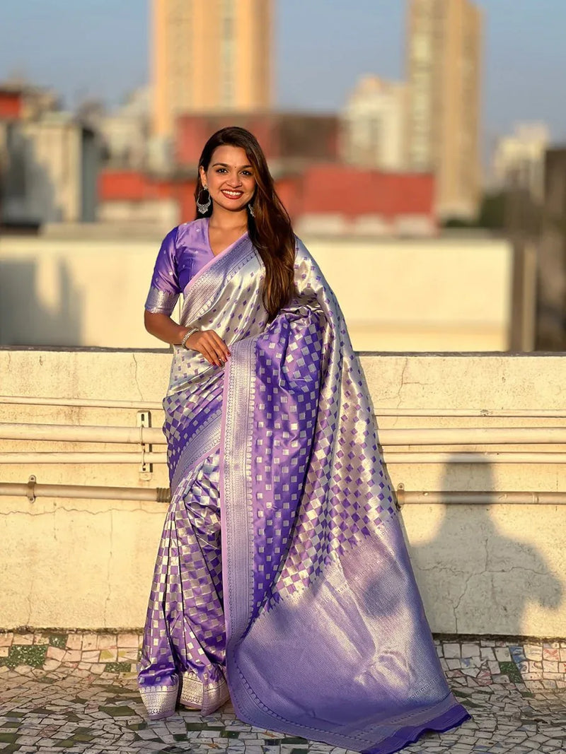 Jamun Silk Saree With Blouse Piece - EZBER