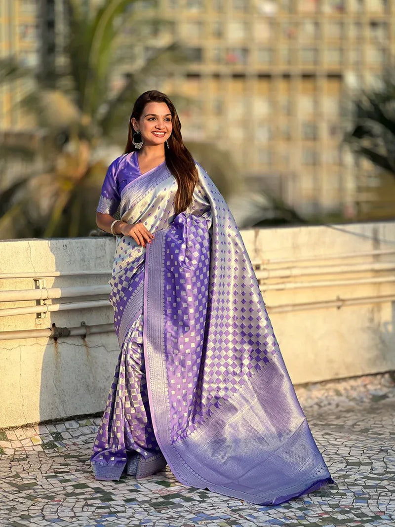 Jamun Silk Saree With Blouse Piece - EZBER