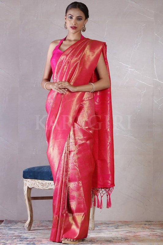 Hot Pink Kanjivaram Saree - EZBER
