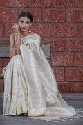 White Kanjivaram Saree - EZBER