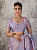 Lavender Kanjivaram Silk Blend Brocade Saree | EZB SI04 SUPRS1002 - EZBER