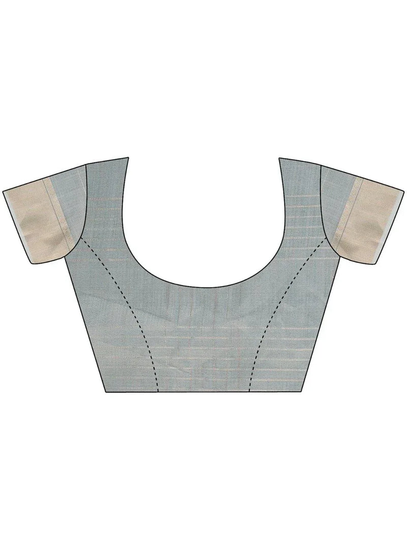 Light Blue Organza Saree With Blouse Piece - EZBER