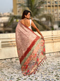 Light Brown Digital Printed Silk Saree With Blouse Piece - EZBER