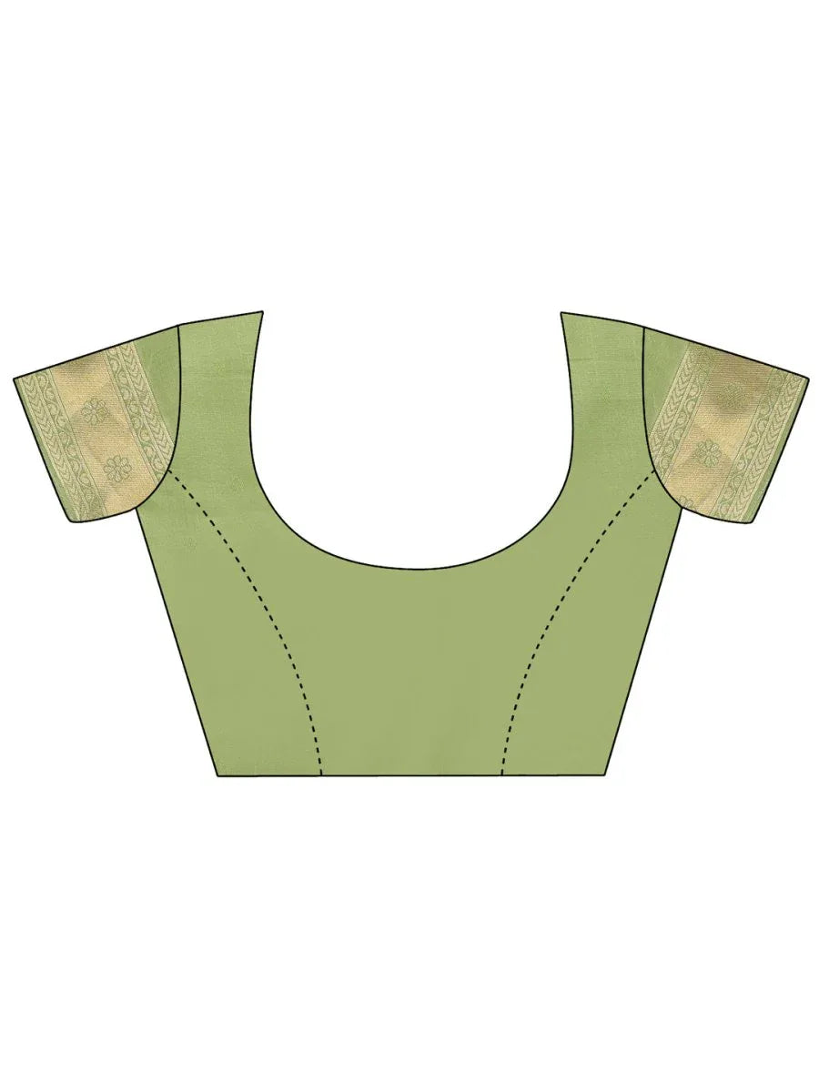 Light Green Banarasi Silk Saree With Blouse Piece - EZBER