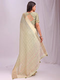 Light Green CASUAL CHECKS Organza Saree with Blouse Piece - EZBER