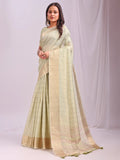 Light Green CASUAL CHECKS Organza Saree with Blouse Piece - EZBER