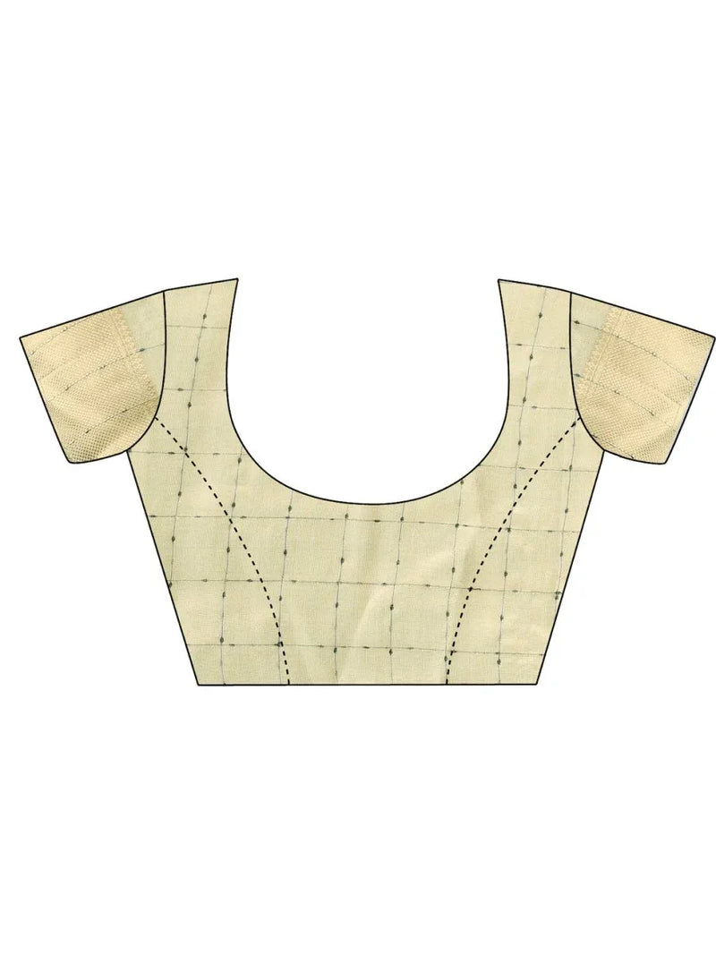 Light Green CASUAL CHECKS Organza Saree with Blouse Piece - EZBER