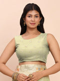 Light Green LINEN COTTON Saree With Blouse Piece - EZBER