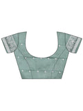 Light Green Linen Cotton Saree With Blouse Piece - EZBER