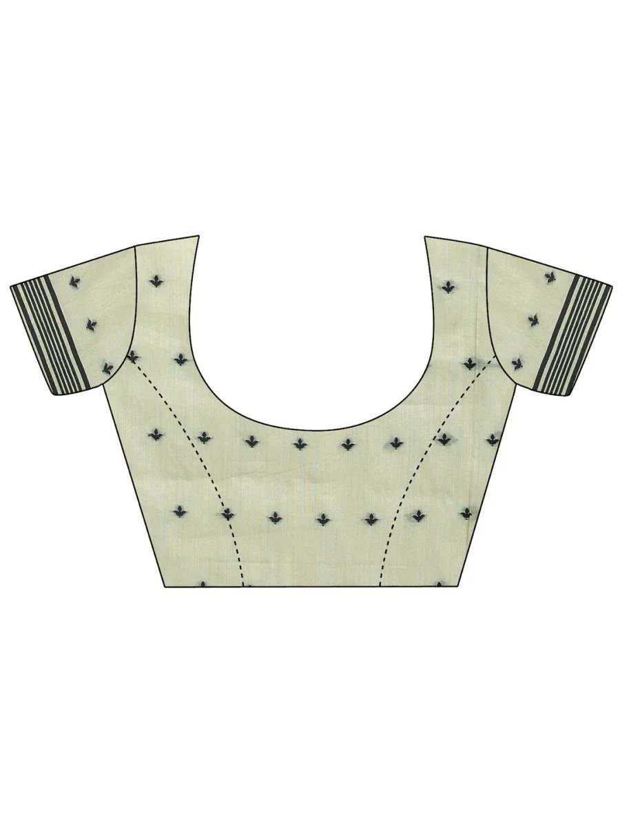 Light Green Linen Cotton Saree With Blouse Piece - EZBER