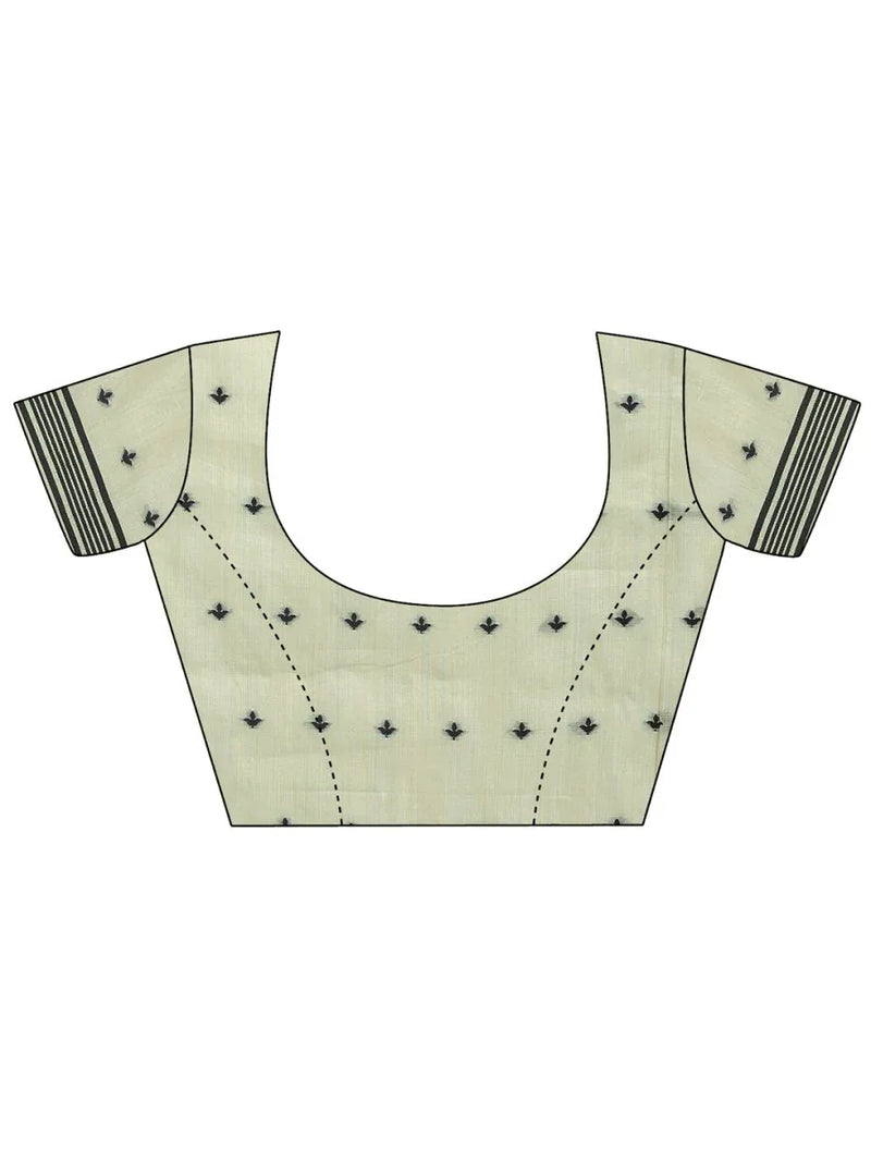 Light Green Linen Cotton Saree With Blouse Piece - EZBER