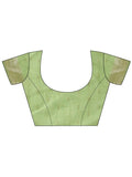 Light Green Linen Cotton Saree With Blouse Piece - EZBER