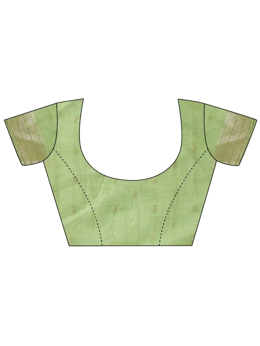 Light Green Linen Cotton Saree With Blouse Piece - EZBER