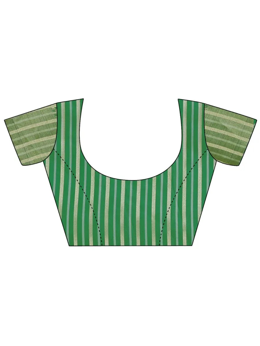 Light Green Organza Saree With Blouse Piece - EZBER