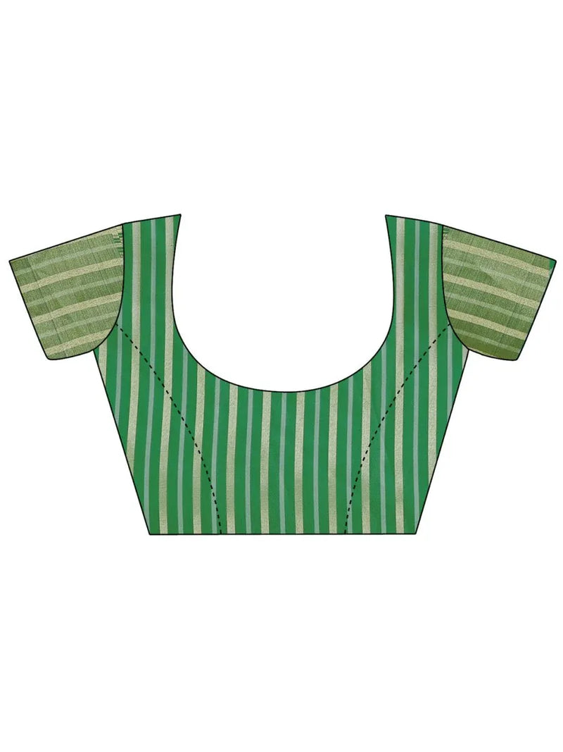 Light Green Organza Saree With Blouse Piece - EZBER